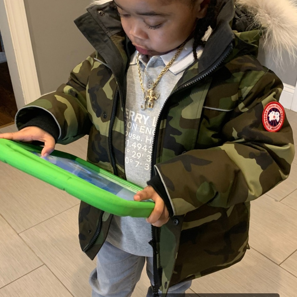 Canada Goose Kids Camouflage Jacket with Fur Hood